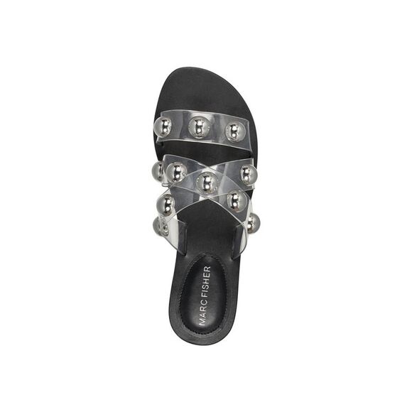 MARC FISHER Womens Black Oversized Ornaments Bryte Round Toe Slip On Sandals 8 M - Picture 4 of 4